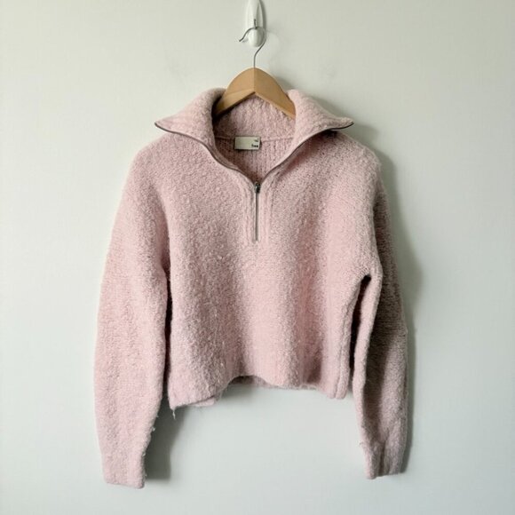 Aritzia Wilfred Free Gwyneth Wool Alpaca Cropped Quarter-Zip Knit Sweater Small - Picture 5 of 9
